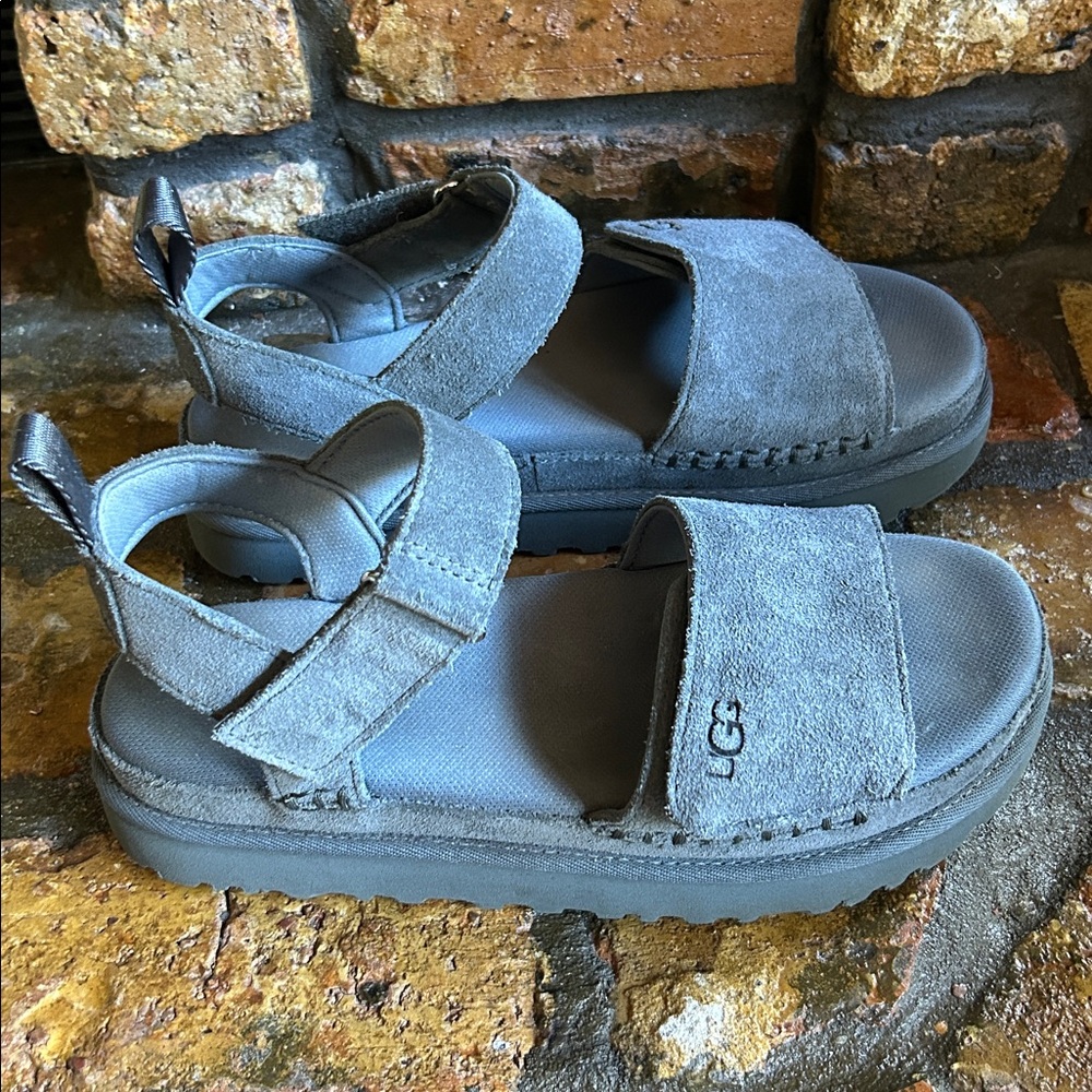 UGG Women's Gray Suede Platform Sandals